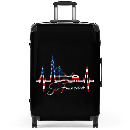 San Francisco Skyline Heartbeat California Lover Suitcases