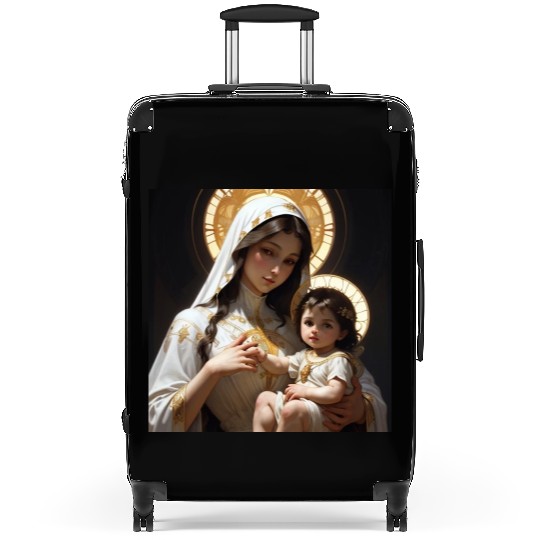 Beautiful Mother Mary and Baby Jesus Suitcases