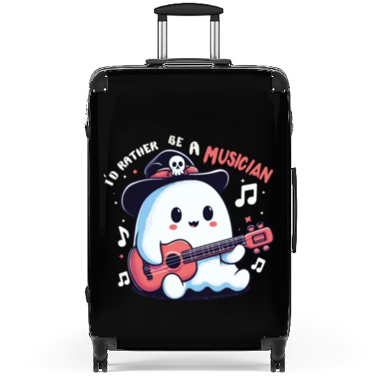 cute ghost playing guitar, Id rather be musician Suitcases