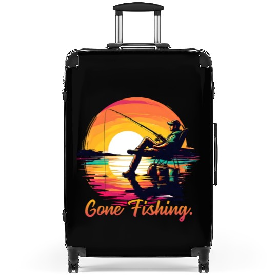 Anglers at sunset Gone Fishing Suitcases