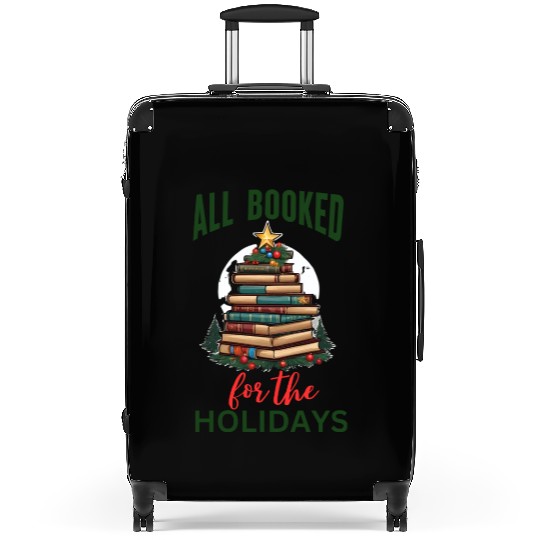 All Booked for the Holidays Christmas Tree Suitcases