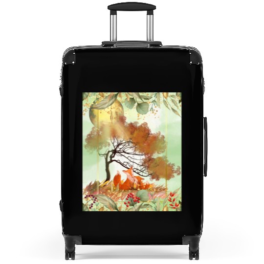"Autumn Foxes - Tranquil Seasonal Scene" Suitcases
