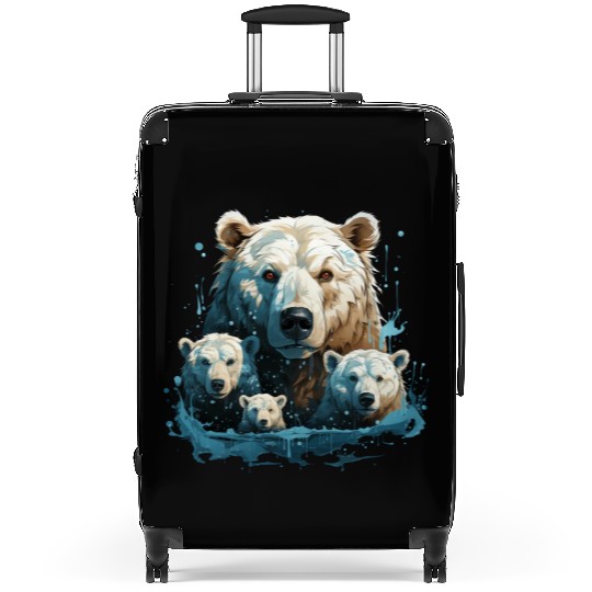 A Polar Bear Family Gift Bear Mom and Cubs Suitcases