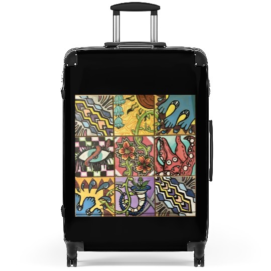 Hand painted wooden squares art by KateToxin Suitcases