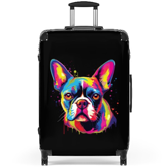 Watercolor Colorful Boston Terrier Suitcases
