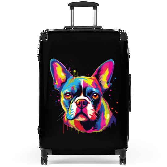 Watercolor Colorful Boston Terrier Suitcases