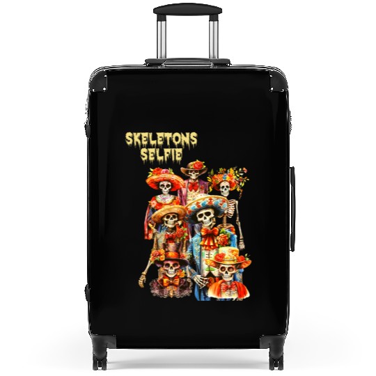 Mexican Holiday Day of the Dead Skeletons Selfie Suitcases