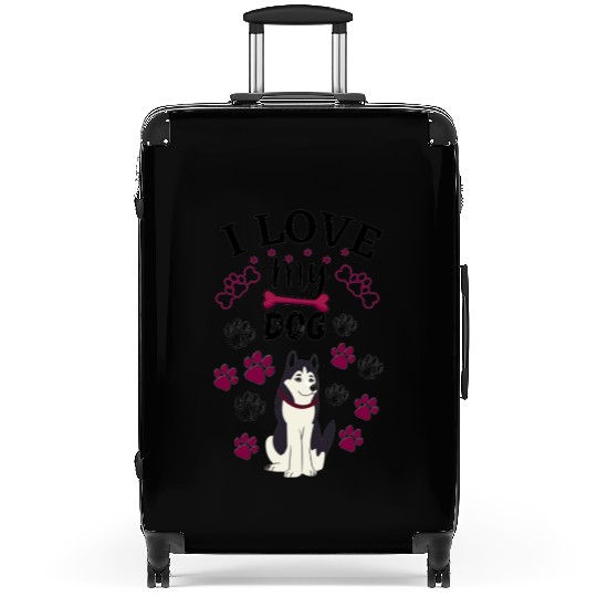 I love my dog, dogs lovers Suitcases