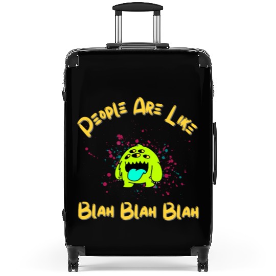 Funny Green Alien With A Playful Quip Suitcases