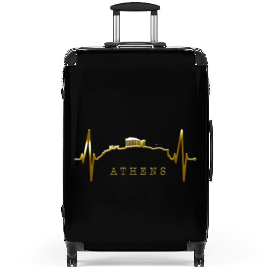 Athens Skyline Heartbeat Heart Flag Ancient Greek Suitcases