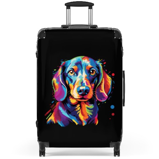 Watercolor Colorful Dachshund Suitcases