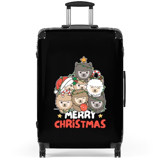 Alpaca Christmas Tree Merry Christmas Suitcases