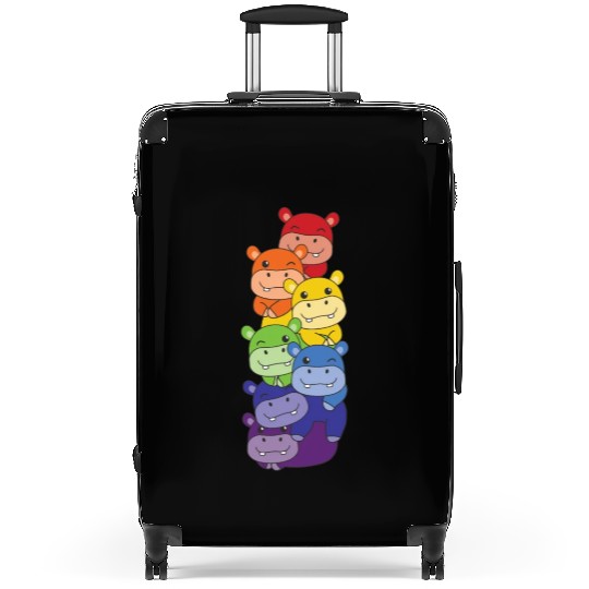 Rainbow Flag Pride Lgbtq Cute Hippo Stack Suitcases