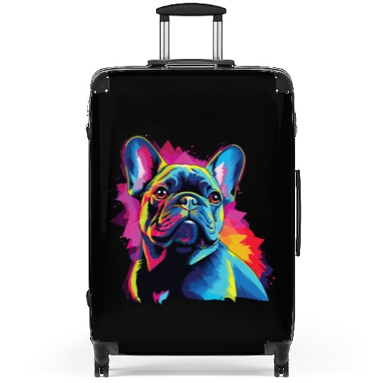Watercolor Colorful French Bulldog Suitcases