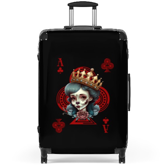 Ace of Clubs Bone Skull Queen Creepy Gothic Suitcases