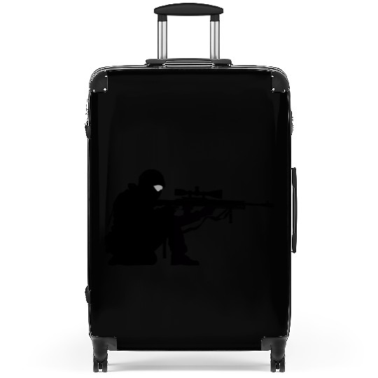 Silhouette Of Sniper Graphic Suitcases