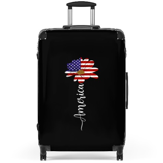 Vintage America Sunflower Flag America Lover Suitcases