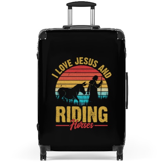 I Love Jesus And Riding Horses Riding Woman Horseb Suitcases
