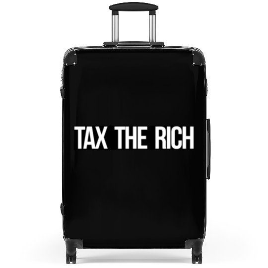 Tax The Rich white on black Suitcases