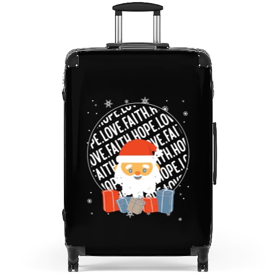 Faith Hope Love Religious Family Christmas Santa Suitcases