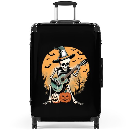 Skeleton Playing Guitar Spooky Serenade Halloween Suitcases