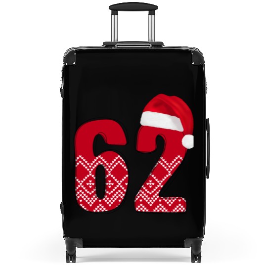 62 Red and White Christmas Number Sixty Two Suitcases