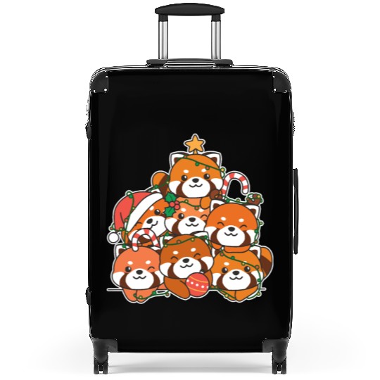 Red Panda Christmas Tree Funny Animal Suitcases