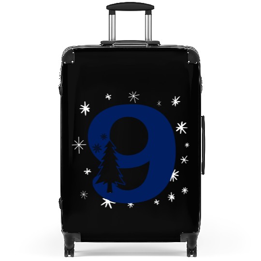9 White Christmas Stars - Blue Number Nine Suitcases