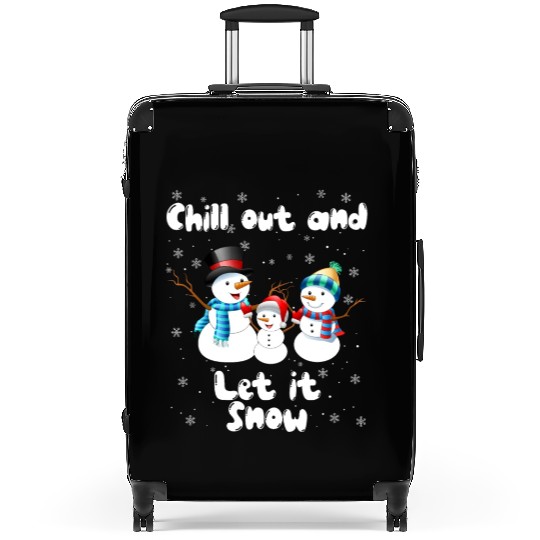 Snowman Family Chill Out and Let it Snow Fan Suitcases