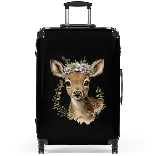 Watercolor Floral Baby Deer Cute Suitcases