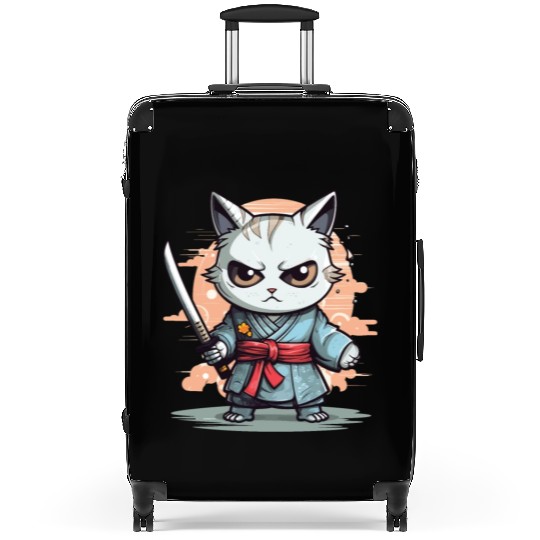 Cute Samurai Cat Kawaii Japanese Ronin Aesthetic A Suitcases