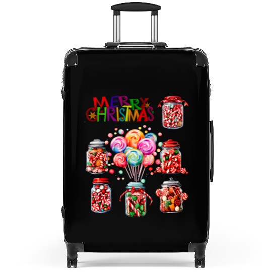 Merry Christmas Sweet Candy Canes Suitcases