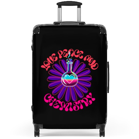 Love Peace and Chemistry Retro Flower Power Suitcases