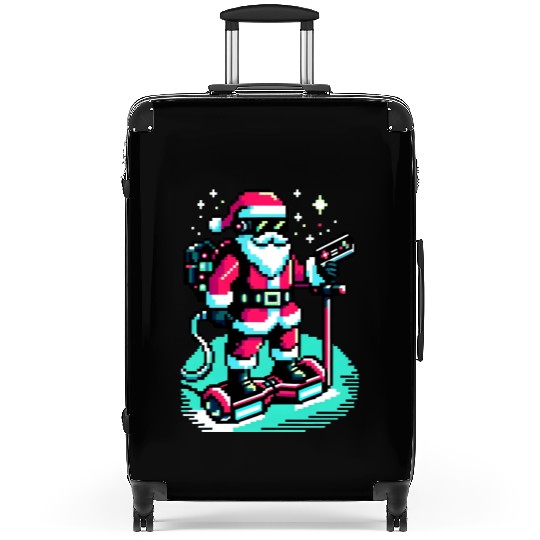 Witty 8-Bit Cyberpunk Santa Suitcases