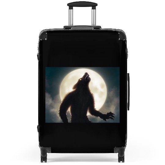 Werewolf standing in front of the moon Suitcases