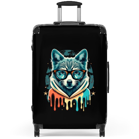 Hipster Wolf Drip Suitcases