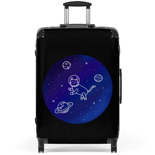 Doodle-Style Hand Drawn Space Cat Suitcases