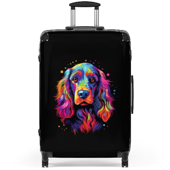 Watercolor Colorful English Cocker Spaniel Suitcases