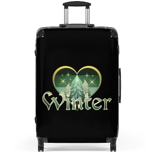 Winter Heart Evergreen Retro Sunset Suitcases