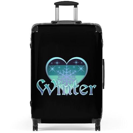 Winter Heart Retro Sunset Snowflake Suitcases