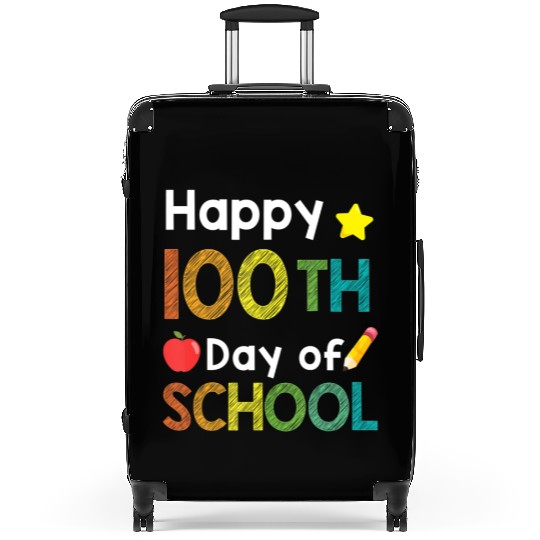 Cute Happy 100Th Day Of School Teacher Colorful Suitcases