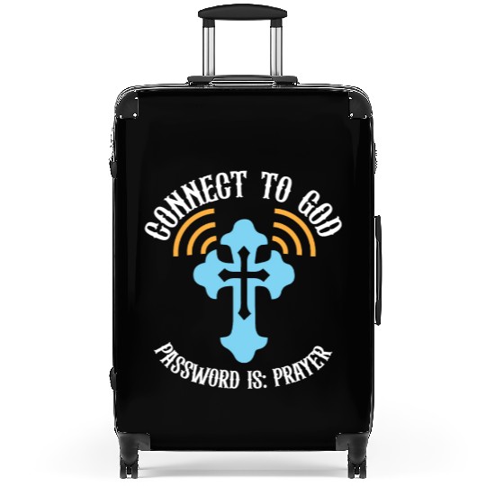 Connect to God I Love Jesus Believer Scripture Suitcases