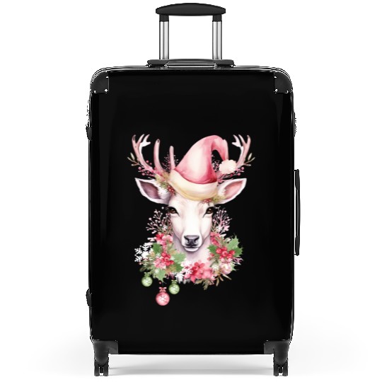 Christmas Pink Deer Suitcases