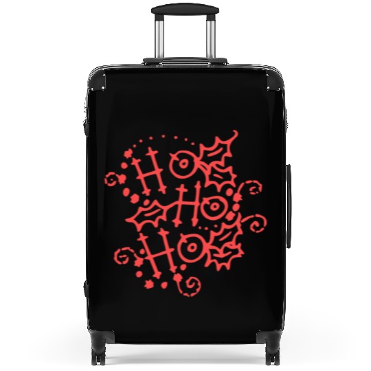Christmas Typography Holly Ho Ho Ho Suitcases