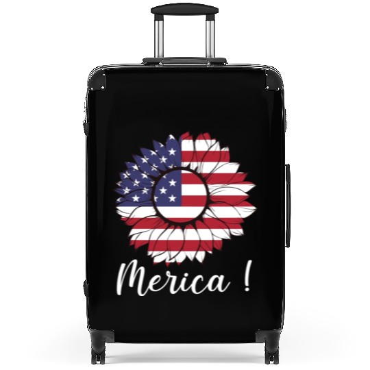 Merica Sunflower Usa Flag Suitcases