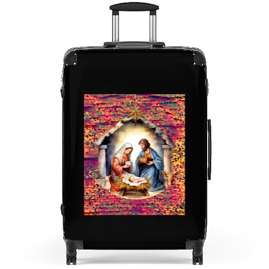 Nativity scene with Mary Joseph Baby Jesus Suitcases