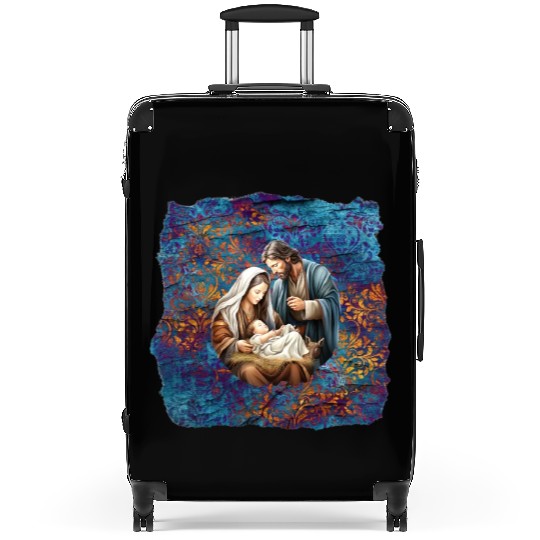 Nativity scene with Mary Joseph Baby Jesus Suitcases