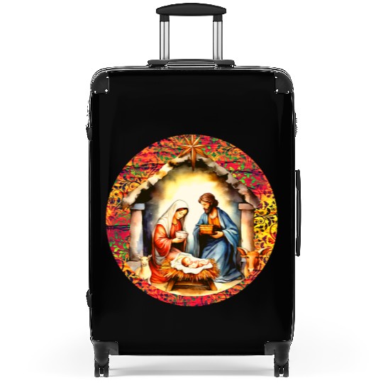 Nativity scene with Mary Joseph Baby Jesus Suitcases