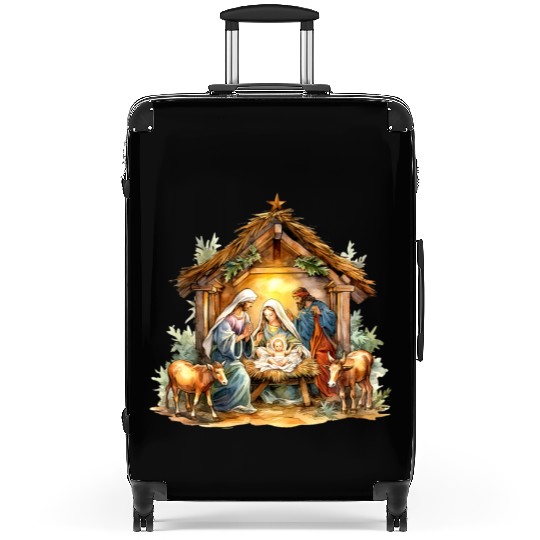 Nativity scene with Mary Joseph Baby Jesus Suitcases