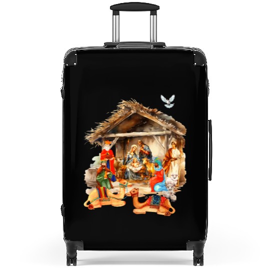 Nativity scene with Mary Joseph Baby Jesus Suitcases